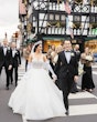 Bride Wearing Princess Ballgown Called Elton By Sottero And Midgley Holding Hands With Groom