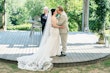 Groom with Real Bride in V-neck Lace Strap Wedding Dress Named Dublin by Sottero & Midgley