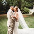 Bride In Lace V-Neck Wedding Dress Called Canberra By Maggie Sottero