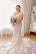 Bride Wearing Cold Shoulder Crepe Wedding Dress Bracken Lynette By Sottero And Midgley