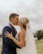 Bride In Sparkle Fit-and-Flare Fontaine By Maggie Sottero With Groom