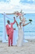 Bride In Boho Lace Wedding Dress Called Burke By Maggie Sottero With Groom In Pink