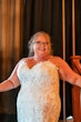 Real Bride in Lovely Plus Size Fit-and-Flare Wedding Dress to Flatter Curves with Additional Coverage Called Glorietta Lynette by Maggie Sottero