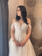 Bride Wearing Lace Ballgown Wedding Dress Called Mavis By Rebecca Ingram