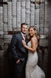 Bride Wearing Beaded Fit-n-flare Wedding Dress Called Jonah Lane By Sottero And MidgleyBride Wearing Beaded Fit-n-flare Wedding Dress Called Jonah Lane By Sottero And Midgley With Groom