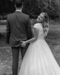 Groom With Bride Wearing Modest Cap Sleeve Ball Gown Pearson By Maggie Sottero