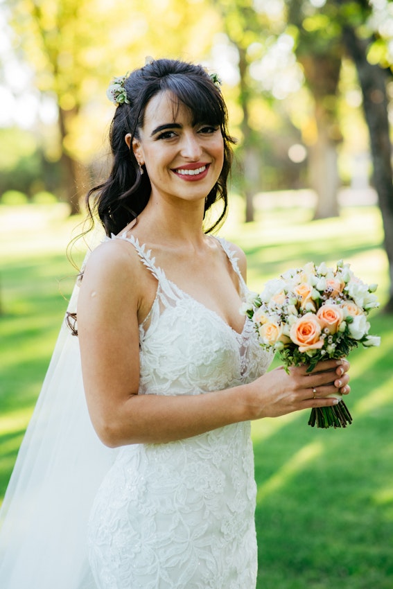 Bride Close Up Wearing Bridal Gown Called Giana Lynette by Maggie Sottero