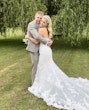 Bride In 3D Lace Fit-and-Flare Ryker Sottero Midgley With Groom