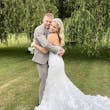 Bride In 3D Lace Fit-and-Flare Ryker Sottero Midgley With Groom