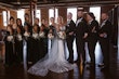 Bride Wearing Classic Elegant Wedding Dress Called Sebastiane By Maggie Sottero With Groom And Bridesmaids And Groomsmen