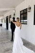 Bride In Ruched Draped Beading Alberta by Maggie Sottero with groom