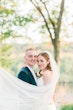 Bride In Sheath Wedding Dress Called Alberta By Maggie Sottero With Groom And Dramatic Veil