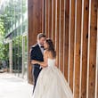 Bride Wearing Simple Ballgown Wedding Dress Called Fortune By Maggie Sottero With Groom