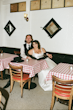 Bride Wearing Simple Aline Wedding Dress Called Selena By Maggie Sottero With Groom In An Old Italian Restaurant