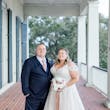 Groom with Bride Wearing A-Line Wedding Dress Called Wallis by Maggie Sottero