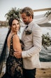 Bride Wearing Black Fit And Flare Wedding Dress Called Zander Lane By Sottero And Midgley With Groom