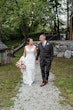 Groom With Bride Wearing Lace Fit-And-Flare Daphne By Rebecca Ingram 