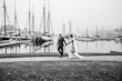 Groom With Bride Wearing Lace Fit-And-Flare Daphne By Rebecca Ingram 