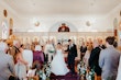 Groom With Bride Wearing White Lace A-line 