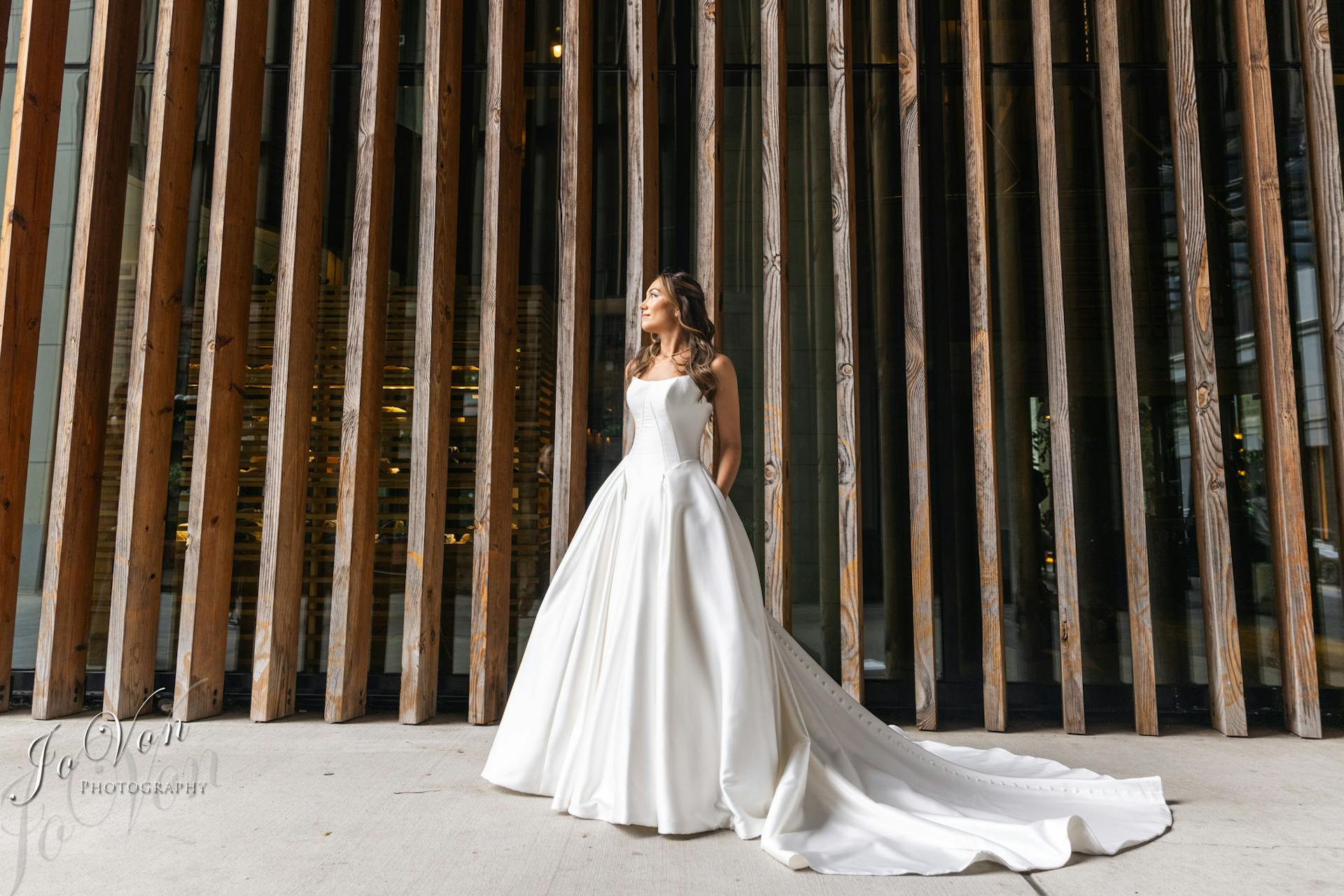 Bride Wearing Simple Ballgown Wedding Dress Called Fortune By Maggie Sottero