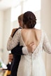 Groom With Bride Wearing Long Sleeve Lace Form Fitting Wedding Dress Tina Dawn By Rebecca Ingram