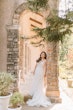 Real Bride in Floral Lace Boho A-Line Wedding Dress with Deep Illusion V-Neckline Called Lorenza by Maggie Sottero 