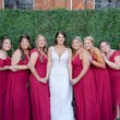 Bride wearing Hamilton wedding dress by Sottero and Midgley with her bridesmaids