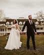 Bride In Beaded And Chiffon Wedding Dress Called Savannah By Maggie Sottero With Groom