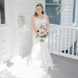 Bride Wearing a Classic Lace Wedding Dress Called Brenda by Rebecca Ingram