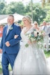 Bride in chic sleeveless wedding dress called meryl by maggie sottero 