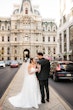 Bride Wearing Modern Ballgown Wedding Dress Called Aspen By Sottero And Midgley Holding Grooms Arm