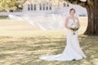 Bride Wearing Modern Mikado Mermaid Wedding Gown Called Pippa By Rebecca Ingram