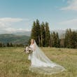 Bride Wearing Simple Vintage V-back Dress Abbott Dawn By Sottero and Midgley