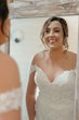 Bride Wearing Lace Beaded Wedding Dress Called Charmaine By Maggie Sottero Looking In The Mirror