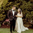 Groom With Bride Wearing Lace Mermaid With Over Skirt Kaysen By Maggie Sottero