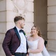 Bride In Floral Lace Mindel Maggie Sottero With Groom