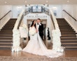 Bride in tulle skirt wedding dress called Alistaire by Maggie Sottero with groom first look