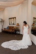 Real Bride in Floral Lace Mermaid Wedding Gown with Beaded Spaghetti Straps Called Giana by Maggie Sottero