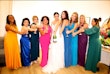 Bride In Floral A-line Laramie Sottero Midgley With Bridesmaids