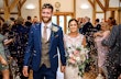Confetti throw with bride and groom 