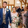 Confetti throw with bride and groom