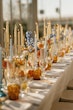 Table Setting Of Candles And Wine Glases For Wedding Reception