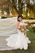 Real Bride in Floral Lace Mermaid Wedding Gown with Beaded Spaghetti Straps Called Giana by Maggie Sottero