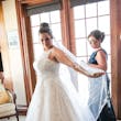 Bride Wearing Lace And Sparkle Tulle Ball Gown Honor Marie By Rebecca Ingram