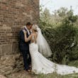 Bride In Sparkle Fit-and-Flare Fontaine By Maggie Sottero With Groom