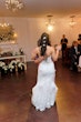 Bride Wearing Lace Fit And Flare Wedding Dress Called Fairchild By Maggie Sottero Dancing With Her Mom At The Reception