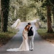 Groom With Bride Wearing Sequin Mermaid Wedding Dress Elsie By Rebecca Ingram