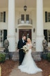 Groom with Bride in Glittery Mermaid Wedding Gown with Plunging Illusion Sweetheart Neckline  by Maggie Sottero