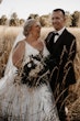 Groom With Bride Wearing Ball Gown With Shimmery Lace Motifs Valona By Sottero And Midgley