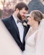 Real Bride In Ruffled Wedding Dress Called Fatima By Maggie Sottero With Groom